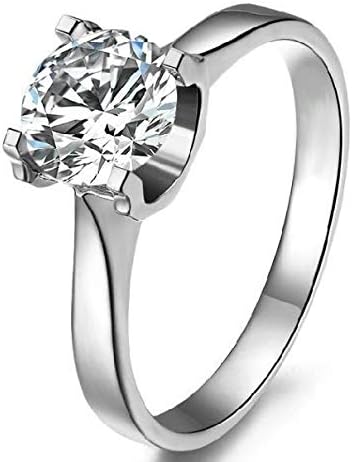 rackerose Real Moissanite 2CT Micro Paved Mount 14K Solid White Gold Plating Jewelry Engagement Ring Lab Synthetic Diamond Moissanite Wedding Ring(Multi-Color,7)