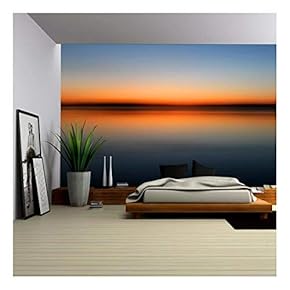 Abstract Colorful Motion Blurred Sunset on sea - Removable Wall Mural | Self-Adhesive Large Wallpaper - 66x96 inches