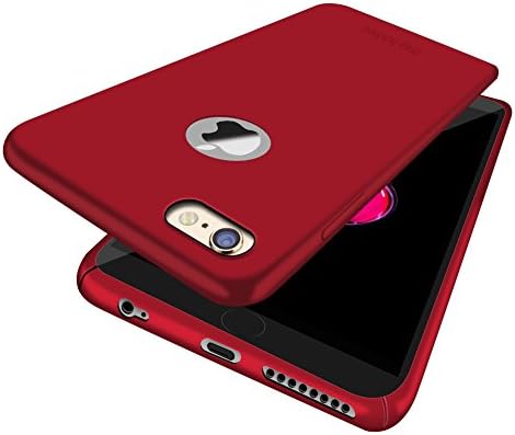 ThreeHundred iPhone 6 Plus Case Metal Plate in Back Work with Magnetic Mount Plastic Hard Shell Slim Fit Full Portective Case for iPhone 6 Plus (Red)