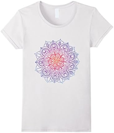 Women's Rainbow Mandala Yoga Shirt Medium White
