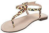 ABUSA Women's Fashion Thin Adjustable Leather Flat Sandal