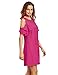 Milumia Women's Summer Cold Shoulder Ruffle Sleeves Shift Dress Rose L