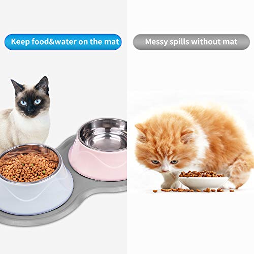 DS Pet Feeding Mat Cat & Dog Mats for Food & Water - Flexible and Easy to Clean Feeding Mat - Non-Slip Waterproof Feeding Mat for Dog Food & Water Bowls Nontoxic Rubber Gray