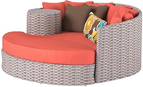 Tangerine Tk Classics Oasis Outdoor Wicker Patio Circular Sun Bed Furniture Patio Lawn Garden Patio Seating