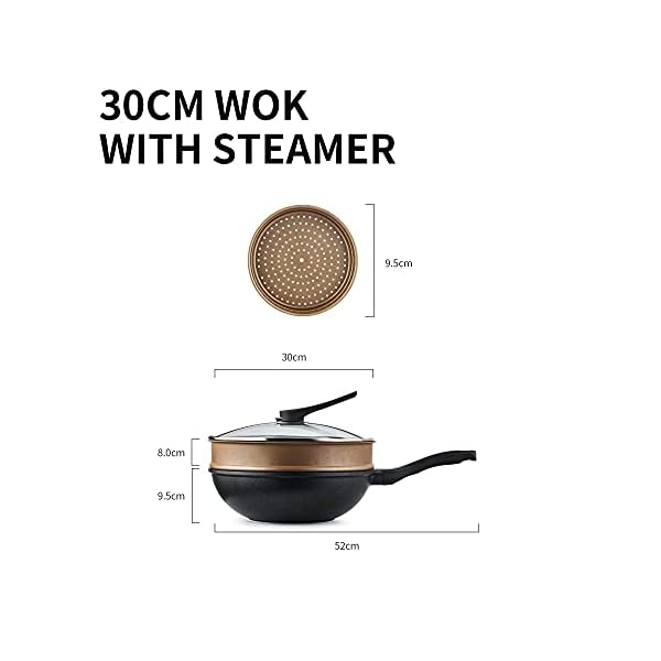 Haufson-30cm-Die-Cast-Wok-with-Steamer-Induction-Cookware-Natural-PFOA-Free-Non-Stick-Stir-Fry-Pan-Black Haufson 30cm Die cast Wok with Standable Lid | Works with All Major Hobs | Natural PFOA Free Non-Stick Stirfry Pan…