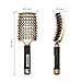 FIXBODY Boar Bristle Hair Brush - Curved & Vented & Oversize Design Detangling Hair Brush for Women Long, Thick, Curly and Tangled Hair Blow Dryer Brush (Gold)