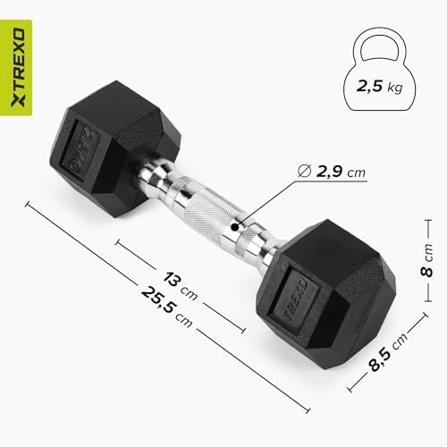 Haltères Hexagonaux 2,5 kg en fonte caoutchoutée durable Alteres Musculationà la maison Halteres avec poignée ergonomique Fitness, Gymnastique Musculaire 1x Haltère