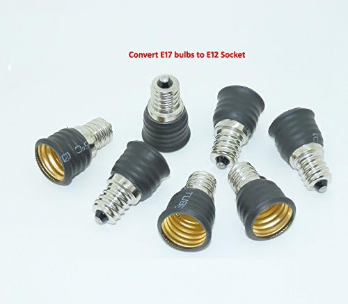 POLISI 6-Pack Black E12 to E17 Bulb Base Adapters/Converter to Utilize E17 Base Bulbs in a Candelabra E12 Socket