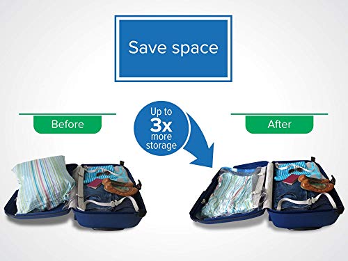 RoomierLife Travel Space Saver Bags (Medium to Large). Pack of 8 Bags. Roll-Up Compression Storage (No Vacuum Needed) & Packing Organizers. Perfect for Travel and Home Storage