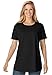 Women's Plus Size Top, Perfect Crewneck Tee In Soft Cotton Knit Black,1X