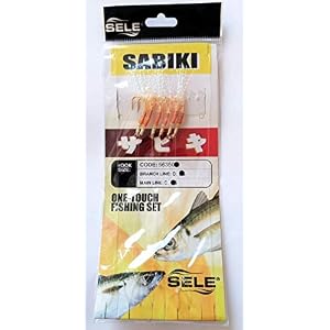 Sele Sabiki Ligne De Pêche Pour Bateau 2,15 M Ligne Mère 0,45 Mm Et 6 Bras 0,35 Mm Avec Hameçons, Nombre 2 Montés Avec Plume Et Peau De Poisson