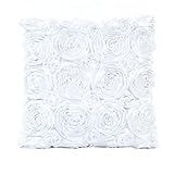 Usstore Decorative Pillowcases Rose Flower Waist Throw Pillow Cover Cafe Home Decoration for Living Sofas Beds Room (White)