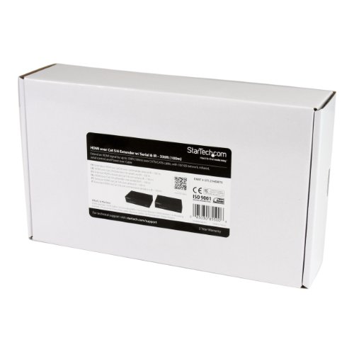 StarTech.com HDMI over CAT5 HDBaseT Extender - Power over Cable - IR - RS232 - 10/100 Ethernet - Ultra HD 4K - 330 ft (100m)