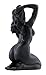 Veronese Design Glossy Black Female Nude Kneeling Hands in Hair Statue Facing Left