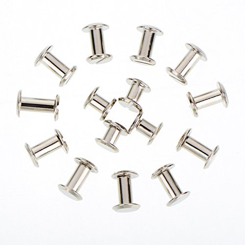 TecUnite Screw Post Metal Chicago Screws Binding Screw Leather Screw Nail Rivet Button Solid Belt Tack Screw, 1/4, 3/8 and 1/2 Inch, Silvery (75)