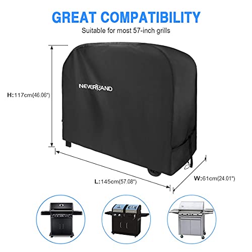 Neverland Barbecue Cover BBQ Cover Waterproof Heavy Duty Waterproof Oxford Fabric Gas BBQ Grill Cover Windproof Anti-UV for Weber, Holland, Jenn Air 145x61x117 cm