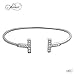 925 Sterling Silver T Cuff Bracelet Boho Minimal Double T Cuff,Dainty Adjustable Bangle Elegant T Bar Bracelet CZ Crystal Simple Minimalist Wrap Bracelet 9 gram Gift For Her