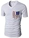 H2H Mens Casual V-neck Short Sleeve T-shirts with American Flag Chest Pocket