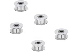 5PCS GT2 Idler Pulley 4mm Bore, FBHDZVV Bearing 20 Toothless Aluminum 6mm Width Timing Belt Idler Pulley Wheel for 3D Printer 6mm Width Timing Belt