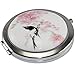 KOLIGHT New Vintage Chinese Landscape Flower Bird Double Sides Portable Foldable Pocket Metal Makeup Compact Mirror Woman Cosmetic Mirror (Flower+Black Bird)