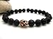 Lava Rock & Antique Copper Skull Mens Energy Bracelet