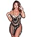 shermie Women's Crochet Beach Cover Up Tassels Hollow Out Sleeveless Halter Cover Ups for Swimwear Black X-Large