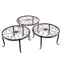 YFjyo Flower Pot Rack Metal Design Bonsai Potted Plant Stand Shelf, 3 Pieces in One Package,Brown