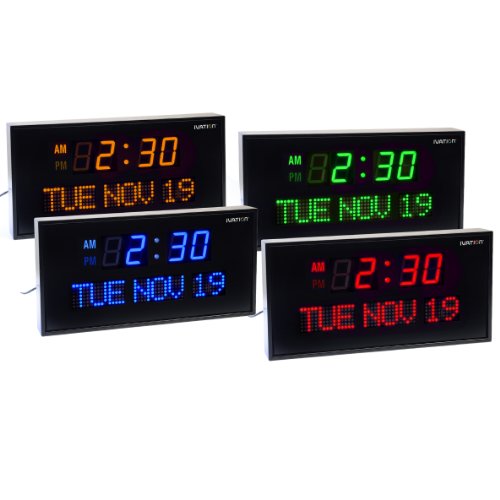 Ivation Big Oversized Digital Blue LED Calendar Clock with Day and Date