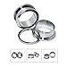 Qmcandy 8pcs Stainless Steel Screw Fit Ear Tunnels Single Row CZ Gem Tunnels Piercing Gauge 8G(3mm)