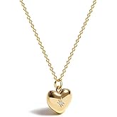 Aghfacy Small Heart Necklace 14K Gold Plated Chunky Heart Necklace Cute Tiny Heart Shape Necklaces Love Heart Pendant Necklaces for Women Jewelry Gifts