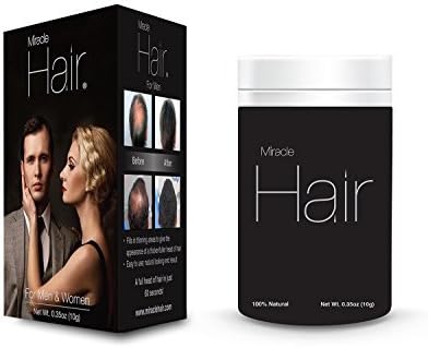 Miracle Hair PREMIUM All Natural Hair Building Fibers for Instantly Thicker Looking Hair! (25g) 75-Day Supply: BLACK by Miracle Hair