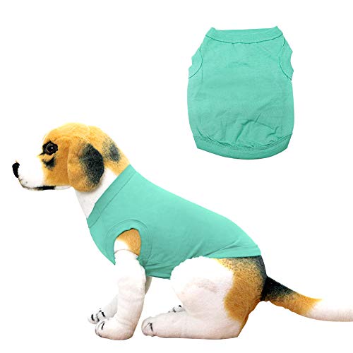 YAODHAOD Solid Color Dog T-Shirts Clothes, Cotton Shirts Soft and Breathable, Dog Shirts Apparel Fit for Small Extra Small Medium Dog Cat 4pcs (L)