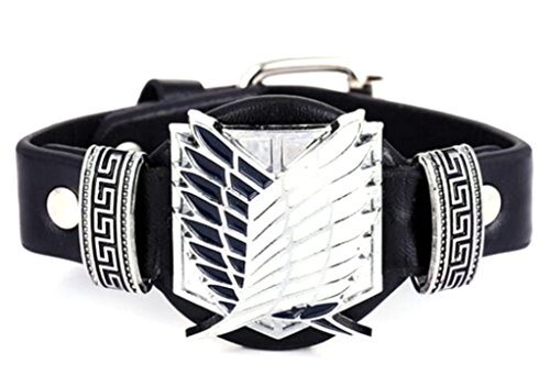 Steampunk - attack on titan black leather style bracele…