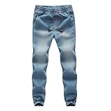 WOCACHI Mens Skinny Jeans Denim Jogger Pants Elastic Drawstring Slim Fit Pencil Stretch Washed Trousers