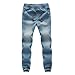 WOCACHI Mens Denim Jogger Pants Elastic Drawstring Work Trousers Casual Jeans