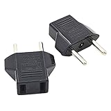 ANRANK U-E1020905AK US USA to EU Europe Travel AC Power Socket Plug Adapter Adaptor Converter (Black, 2-Pack)
