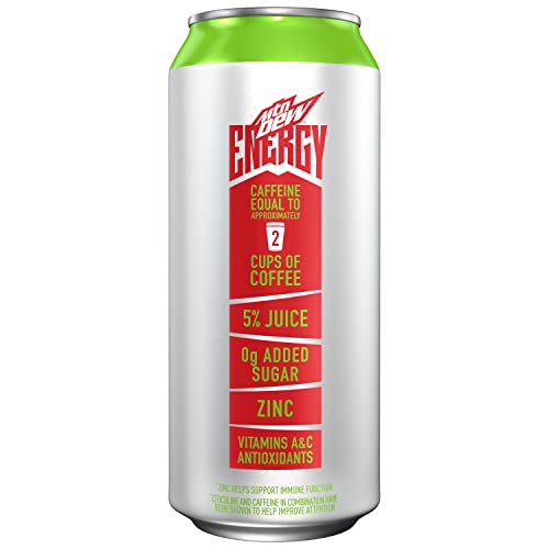 MTN DEW ENERGY, Cherry Lime Lift, 16oz Cans (12 Pack), 0g added sugar