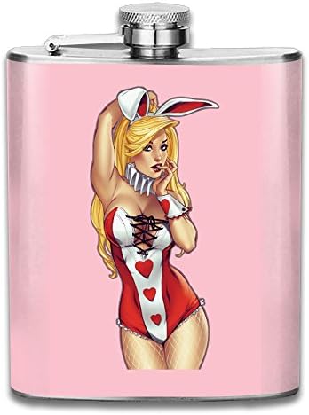 Planck Unisex Hot Sexy Blonde Bunny Patterned Classic Drinking Flask,7 Oz Stainless Steel Leak Proof Hip Flask,Whisky Liquor Flasks For Gift