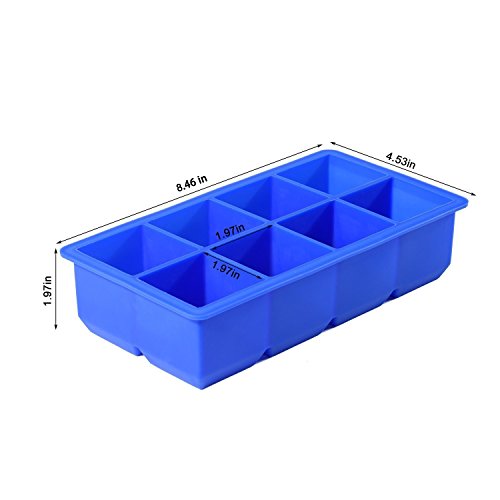 2er Pack XXL Silikon Eiswürfelform mit Deckel für 8 Jumbo Eiswürfel Eiswürfelbereiter für Whisky, Cocktails und Getränk… – Bild 3