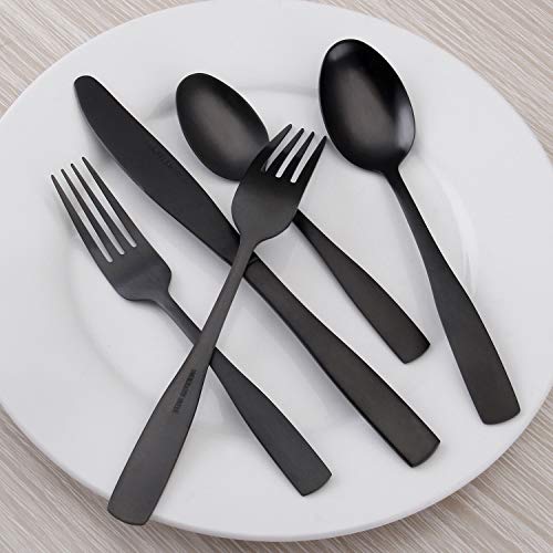 Matte Black Silverware Set, Satin Finish 20Piece Stainless Steel