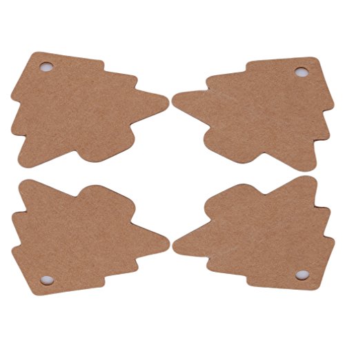 Dolland 50 PCS Paper Gift Tags Kraft Tag Christmas Tree Shape Hang Labels for Christmas Wedding Birthday Thanksgiving,Khaki - Thumbnail 2