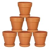 Terra Cotta Pots with Saucer- 6-Pack 4'' Clay Ceramic Pottery Planter Cactus Flower Pots Succulent Pot Drainage Hole- Great for Plants,Crafts,Wedding Favor Indoor/Outdoor Plant Crafts (4 inches)
