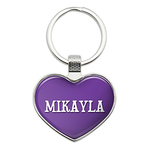 Metal Keychain Key Chain Ring Purple I Love Heart Names Female M Mich - Mikayla