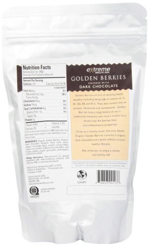 Extreme Health Usa Organic Golden Berries Covered with Dark Chocolate, 16-Ounce
