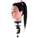 Synthetic Head Hairdressing Mannequin Clamp Human Hair Practice Training Model