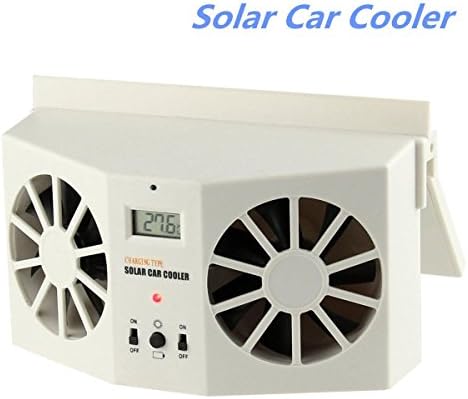 Silence Shopping Solar Powered Car Cooler Fan, Auto Front/Rear Window Air Radiator Vent Exhaust Fan (White-(2AA Batteries Not Included))