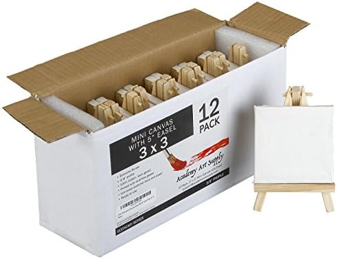 3 X 3 Inch Stretched Canvas with Easel Stand Value Pack of 12