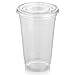 Green Direct 24 oz. Clear Plastic Cups with Lids - Pack of 100 - Premium Disposable Cups for Cold Drinking, Smoothies, Bubble Boba Tea & More - Includes 100 Flat Lids - BPA Free