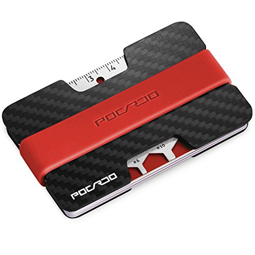 Cartera-Hombre-RFID-Billetera-Tarjetero-Minimalista-Fibra-de-Carbono-Slim-Wallet-Negro-y-Rojo