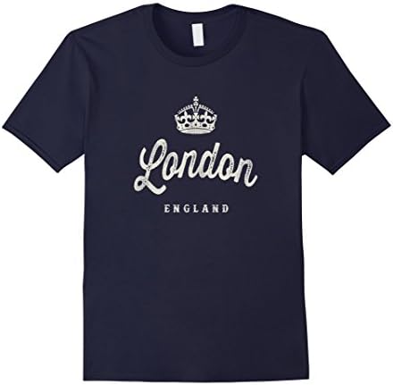 Men's London England Vintage Crown T-shirt XL Navy